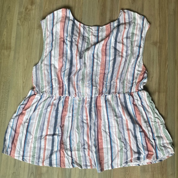 Torrid Striped Peplum Rayon Slub Dolman Top Tassel Strap Colorful Size Large - Picture 4 of 9